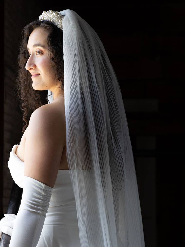 Lucy Pleated Veil for wholesale by Petite Mariee Boutique