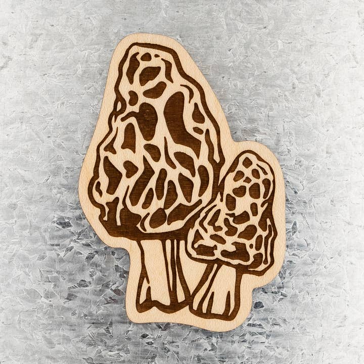 Morel Mushroom Wood Magnet for wholesale by Steamer Lane Design