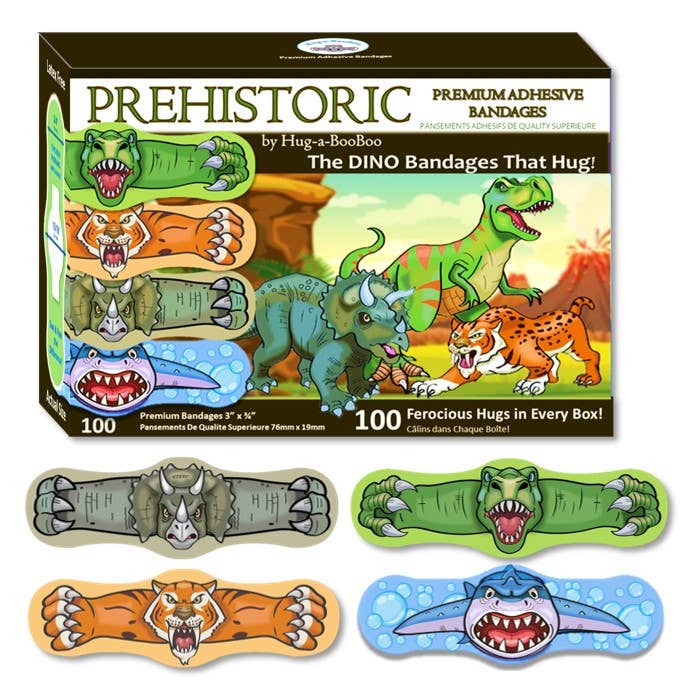 Hug-a-BooBoo - Wholesale Bandaids/Bandages - Kids & Baby - Hug-a-BooBoo PREHISTORIC "Hugging" Bandages 100ct Box2