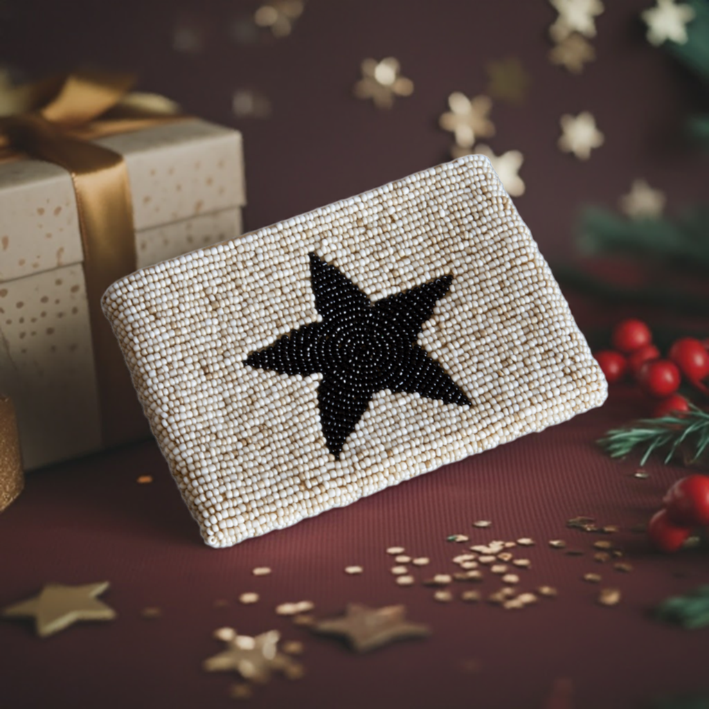 Jak Jak Home – wholesale Coin purse – Women’s – Black Star Beaded Purse for Coins Cards | Handbag Purse1