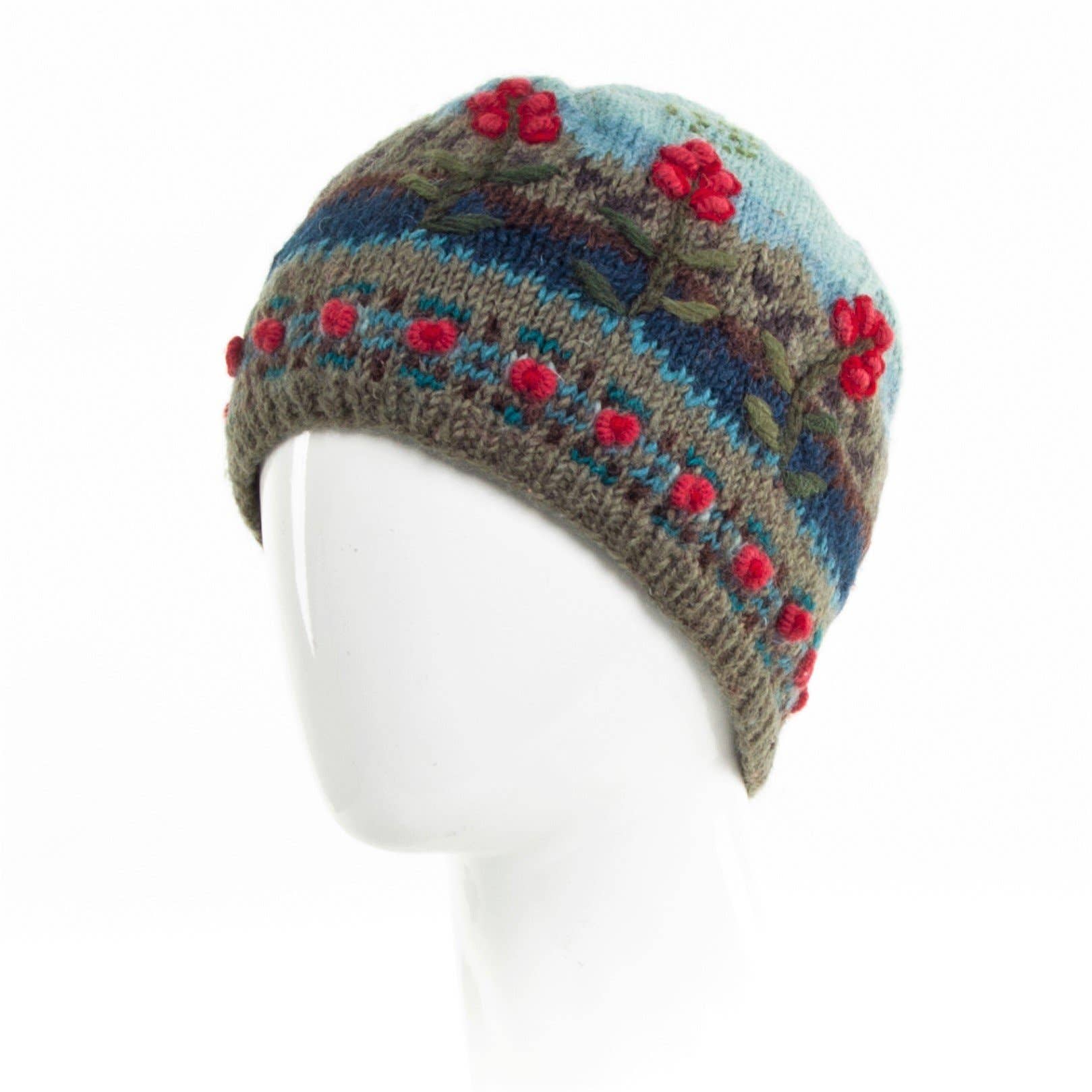 Lost Horizons Knitwear – Ships from USA - Wholesale Beanie - Women's - Chloe Wool Hat – Hand-Embroidered Floral Knit Beanie4
