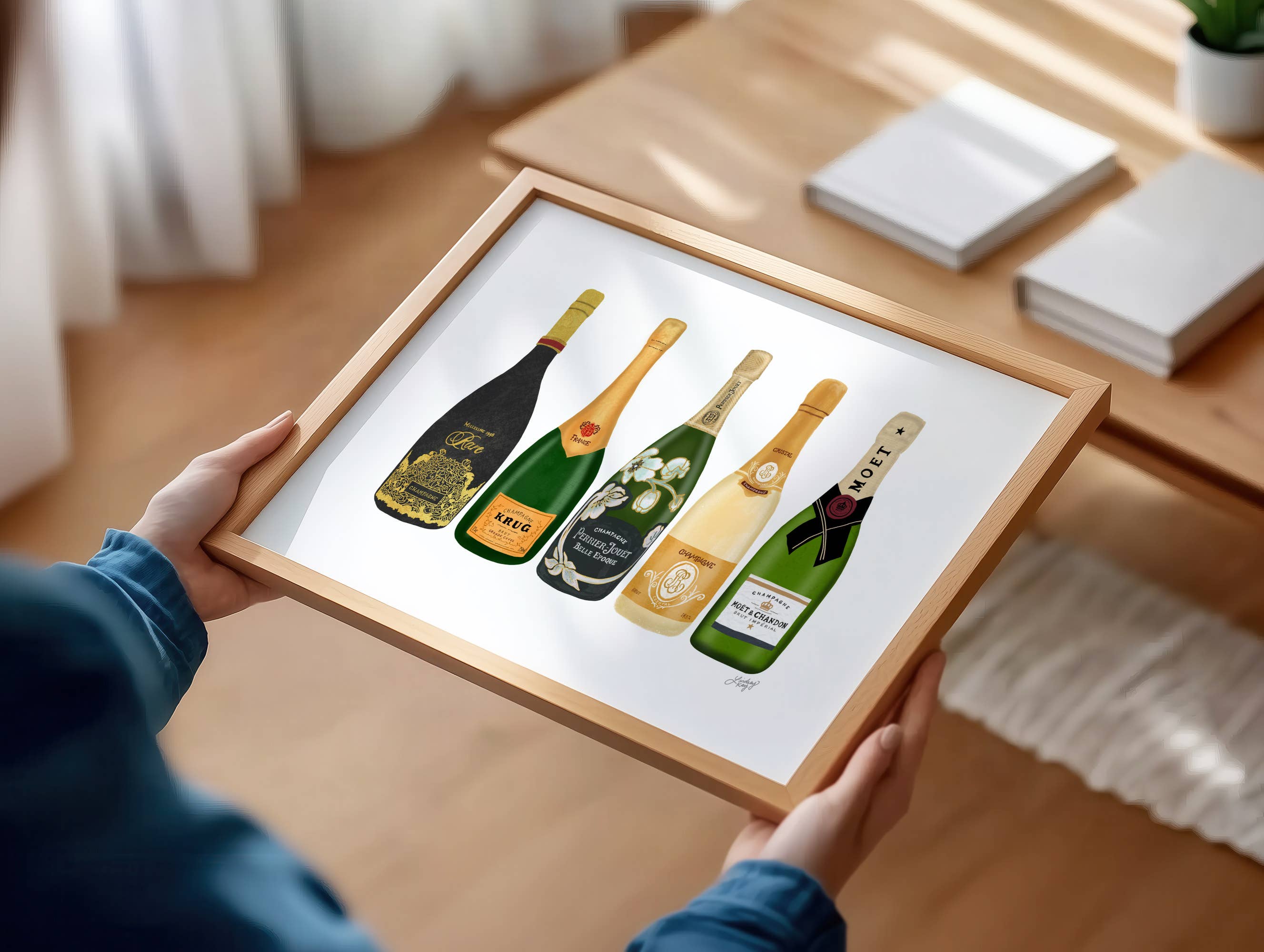 Lindsey Kay Collective - Wholesale Art Print - Champagne Bottles Illustration - Art Print1