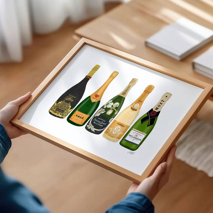 Lindsey Kay Collective - Vente Affiche d'art - Illustration de bouteilles de champagne - Art Print1