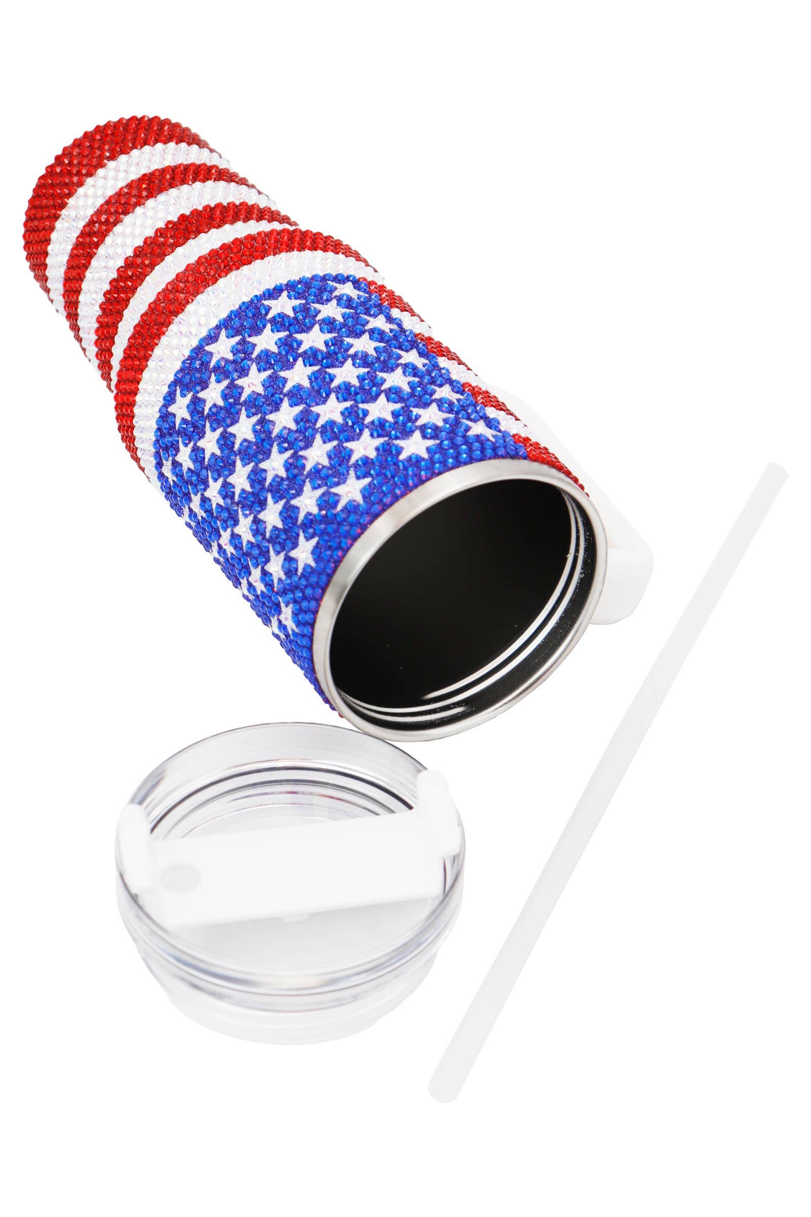 BANDEIRA AMERICANA Copo Térmico Isolado com Brilho e Glitter da Bandeira Americana - 40 Oz para venda a revendedores na Faire2