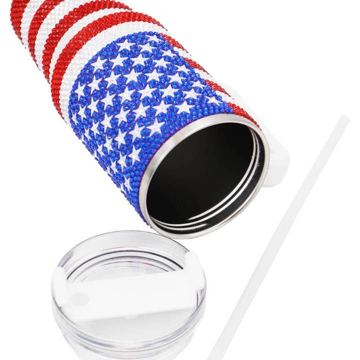 BANDEIRA AMERICANA Copo Térmico Isolado com Brilho e Glitter da Bandeira Americana - 40 Oz para venda a revendedores na Faire2