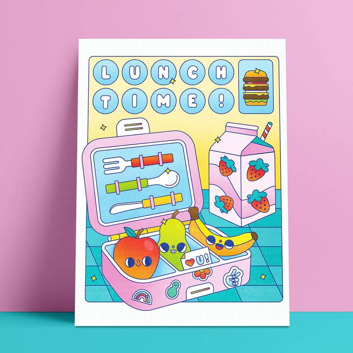 Lunchtime Lunchbox Illustrated Art Print. 5x7 Wall Art. Col for wholesale by Kidnichols