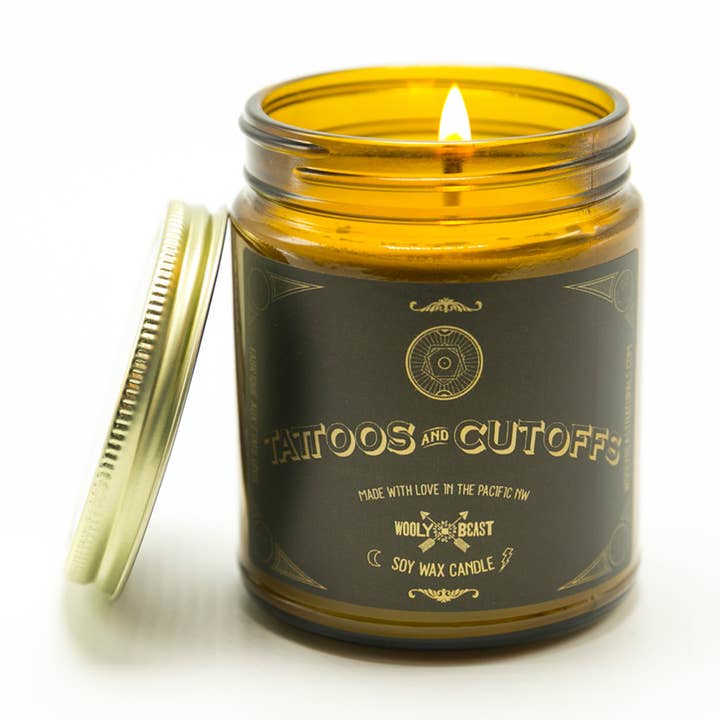Vela de soja de coco y vainilla | Tatuajes y cortes para venta al por mayor de Wooly Beast Naturals