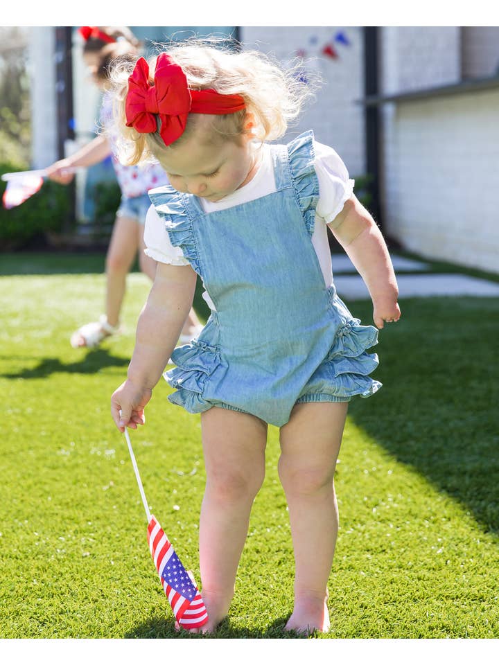 Blue Baby Girls Light Wash Denim Flutter Overall Romper
for wholesale on Faire9