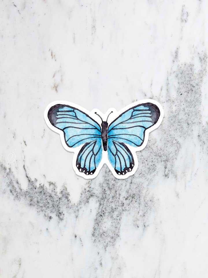 Blue Butterfly Sticker for wholesale by Crissie Vitale Creative