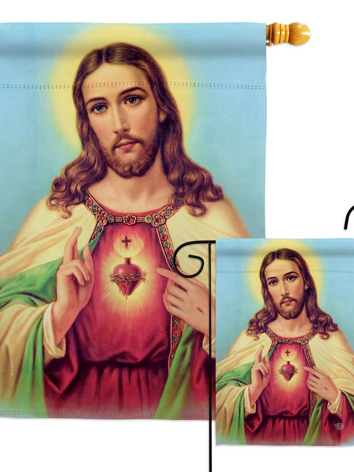 Sacred Heart Jesus Religious Faith Decor Flag for wholesale by Two Group Flag Co
