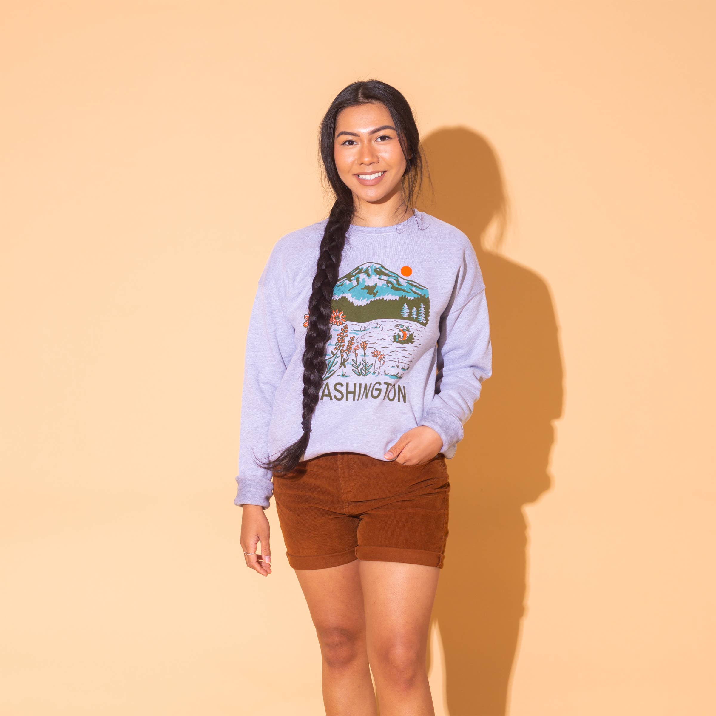 Tender Loving Empire - Wholesale Graphic Sweatshirt - Unisex - WA Mountain Lake Crew Sweatshirt (Ash Gray)2