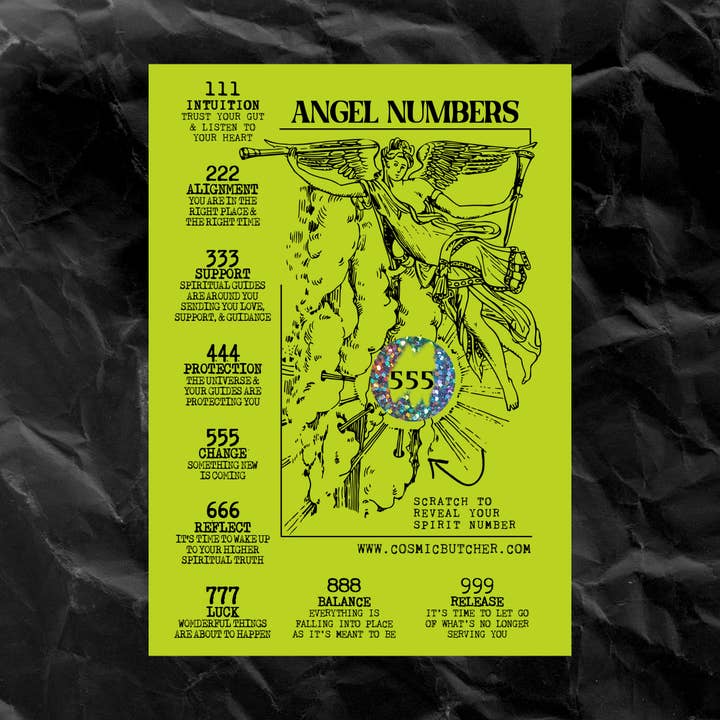 Cosmic Butcher - Vente Cartes de tarot - Carte d'affirmation de divination à gratter "NOMBRES ANGÉLIQUES"
