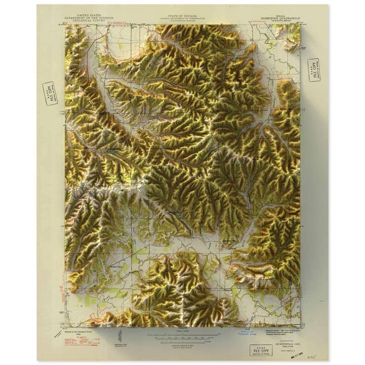 Hindustan, Indiana for wholesale by Scott Reinhard Maps