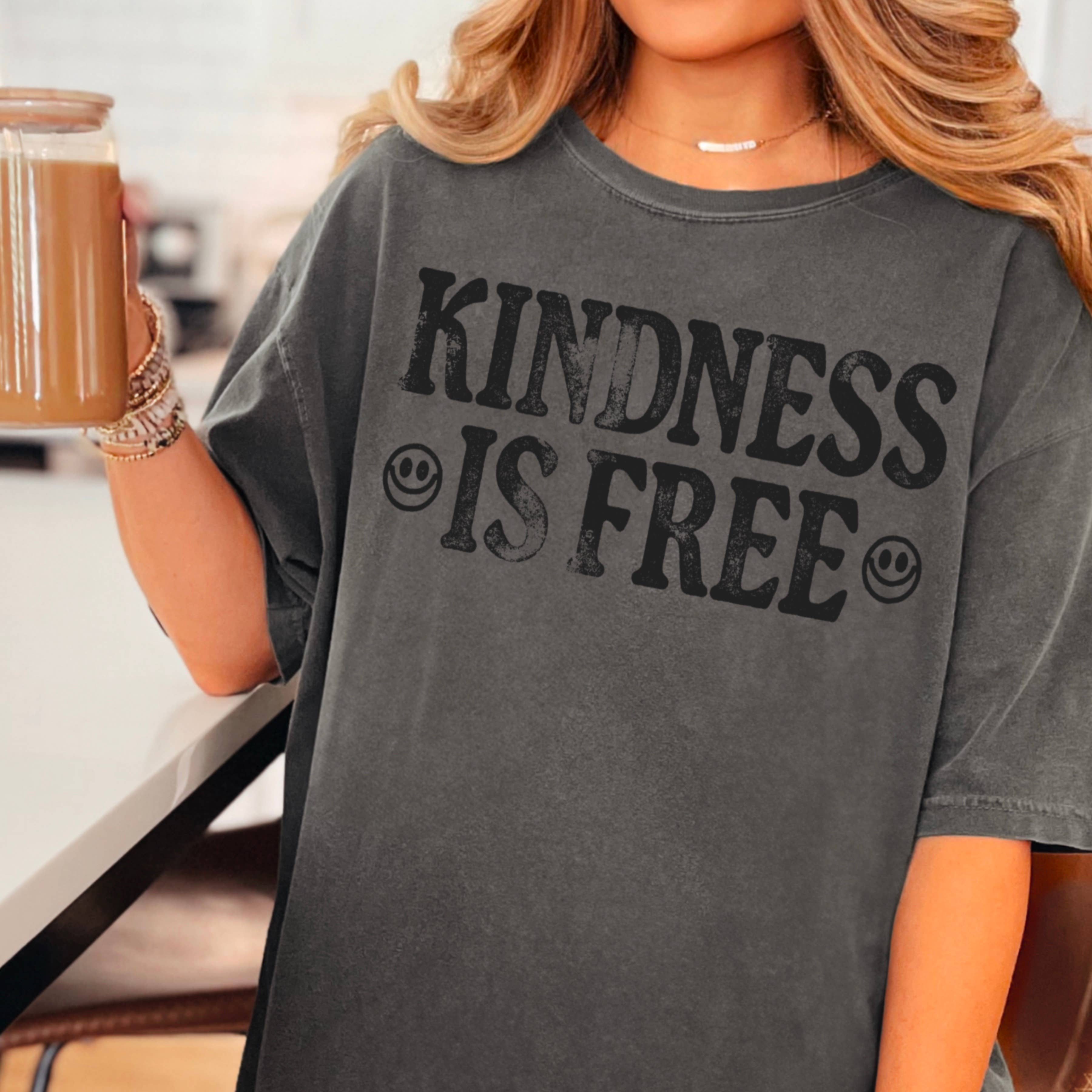 Shoppe SHC - Wholesale Screen Printed T-Shirt - Women's - Kindness Is Free Comfort Color Screen Print Graphic Tee17