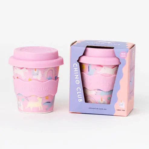 Chino Club UK – wholesale Drinking glass/cup – Kids & Baby – Pink Unicorn Babychino Cup 4oz (Straws Sold Separately)1