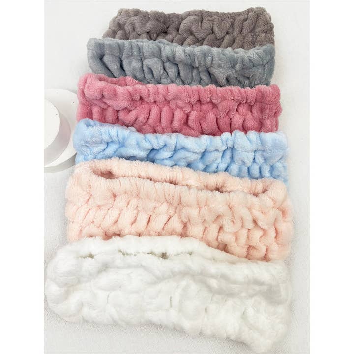 MIX COLOR Soft Tone Face Wash Headband for wholesale on Faire