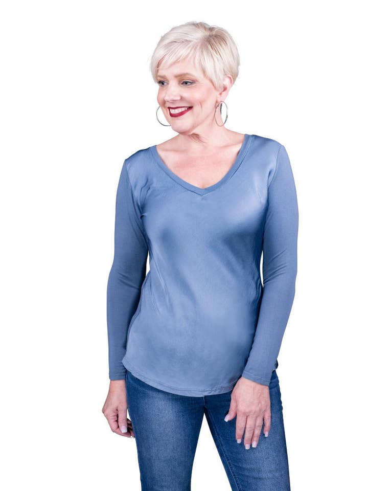 TINA Stephens Italy/Tees By Tina - Wholesale T-Shirt - Women's - Everly Viscose Sheen Top (BLS137)25