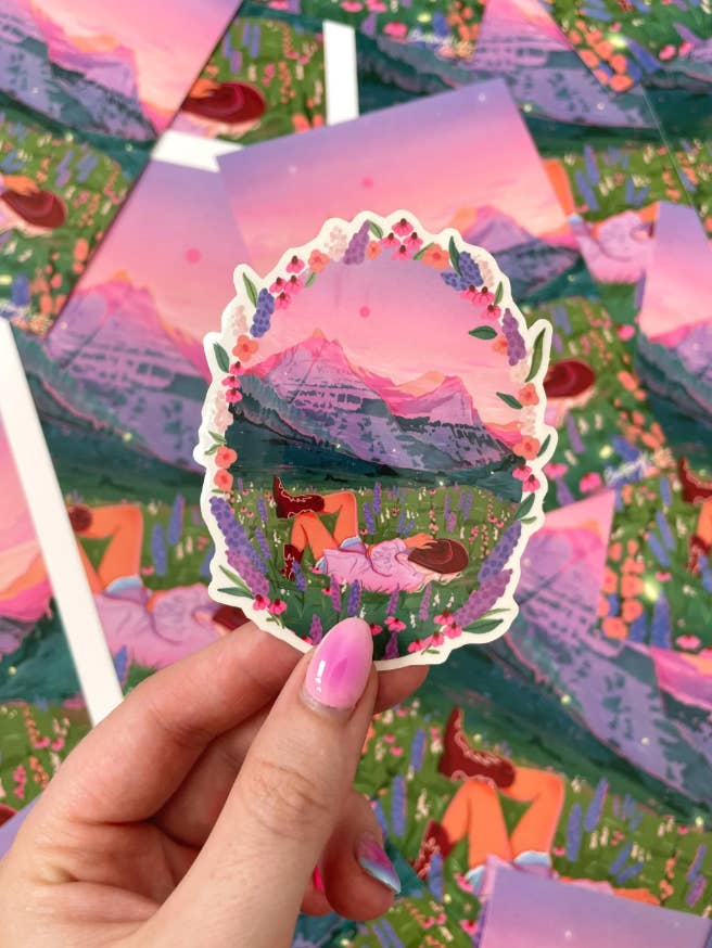 Autocollant Transparent Glacier Cowgirl pour la vente par Brittany Keller Art