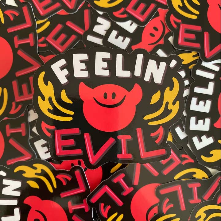 Yasmin Cousins – wholesale Sticker – Evil Sticker | Feeling Evil Cute Smiling Devil Sticker