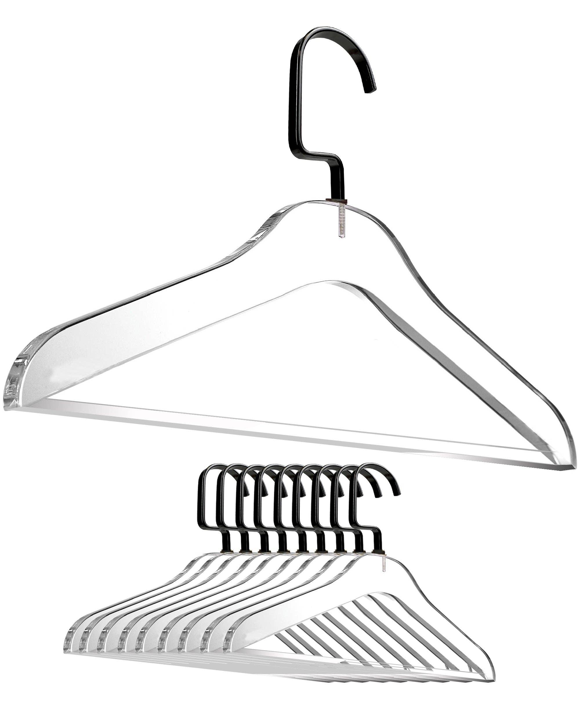 DesignStyles Home - Wholesale Clothes Hangers - Simply Brilliant Black Hook Acrylic Hangers with Bar - 10 Pack3