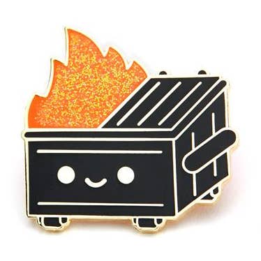 Black & Gold Dumpster Fire Enamel Pin for wholesale by Disburst
