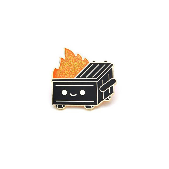 Disburst - Wholesale Lapel Pin/Button - Black & Gold Dumpster Fire Enamel Pin