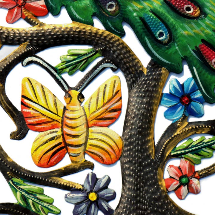 Global Crafts - Wholesale Wall Accent - Peacock in Tree Painted Haitian Metal Drum Wall Art6