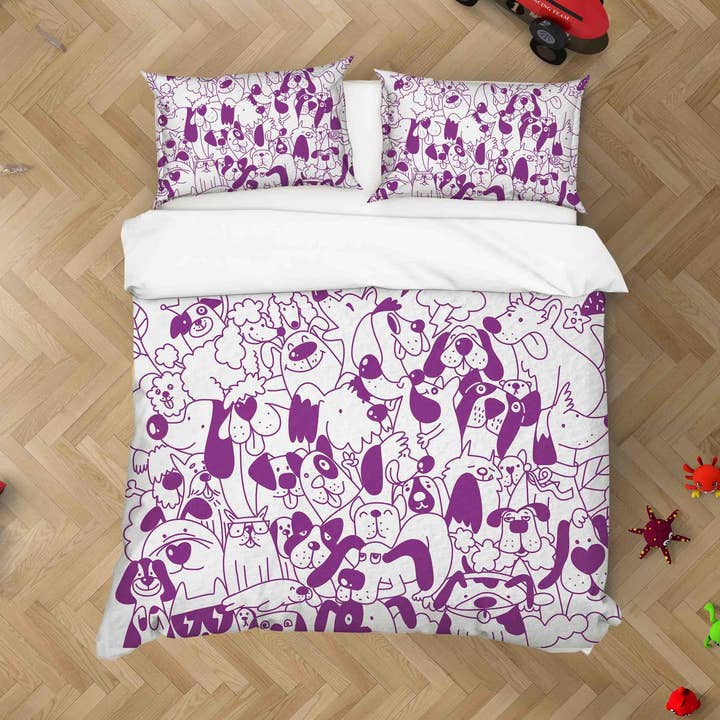 Juego de Funda Nórdica de Dibujo Animado 3D de Animales Perro Juego de Ropa de Cama Funda de Edredón Fundas de Almohada 73 para venta al por mayor de Jess Art Decoration