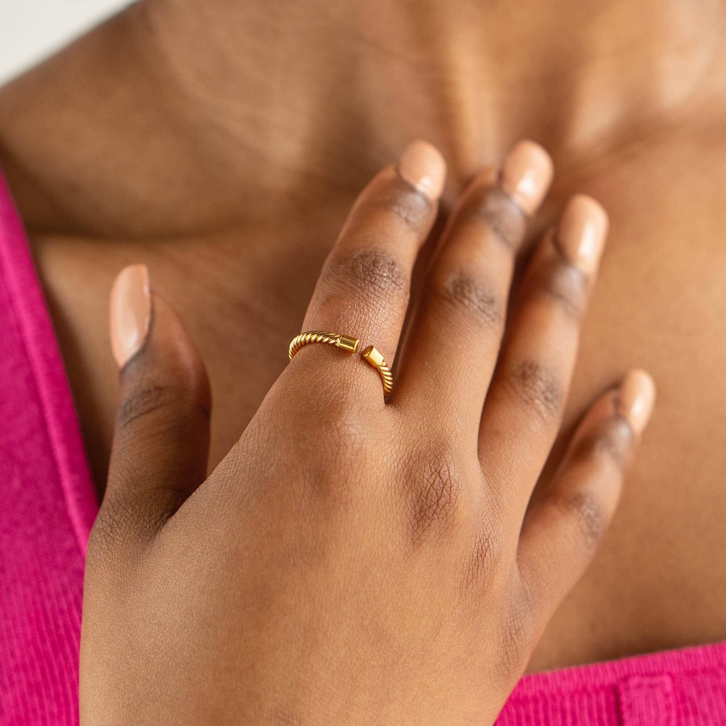 Brenda Grands Jewelry - Wholesale Band/Stacked Ring - Waterproof Gold Twisted Mini Ring1