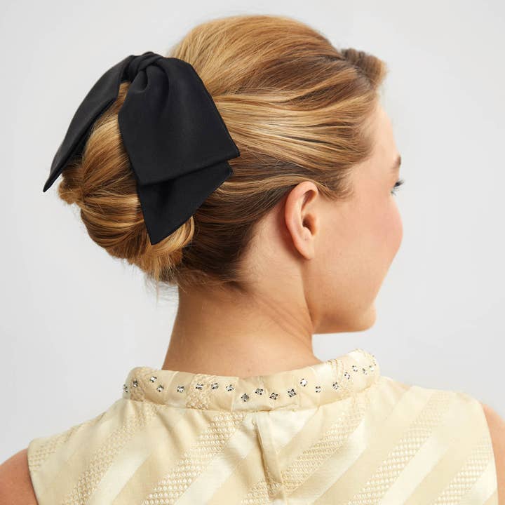 KITSCH - Wholesale Hair Clip - Women's - Recycled Fabric Bow Hair Clip 1pc- Black