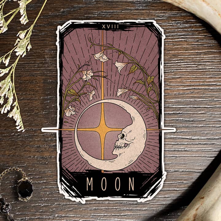 Moon Tarot Sticker for wholesale by Black Serotonin