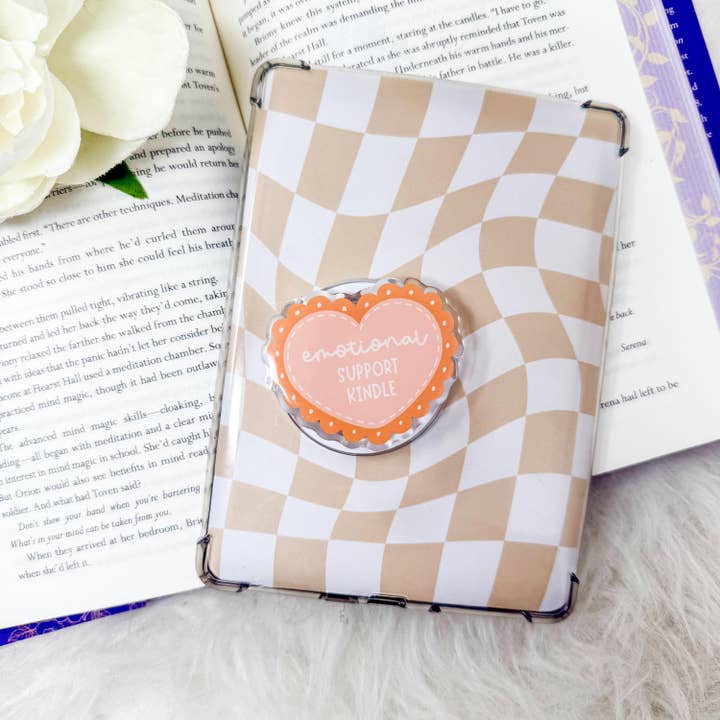 Apoio Emocional Kindle Coração Laranja Magnético MagSafe Suporte para Kindle | Capa para Kindle | Acessórios para Kindle | Suporte MagSafe para Kindle | Literário por atacado de Limes & Lilly