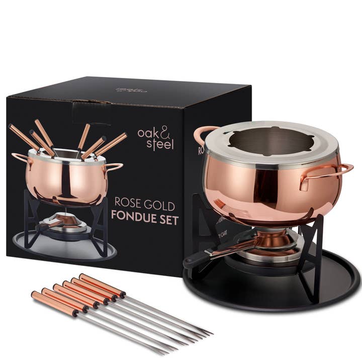 Oak & Steel - Wholesale Kitchen Appliance - Rose Gold Fondue Gift Set