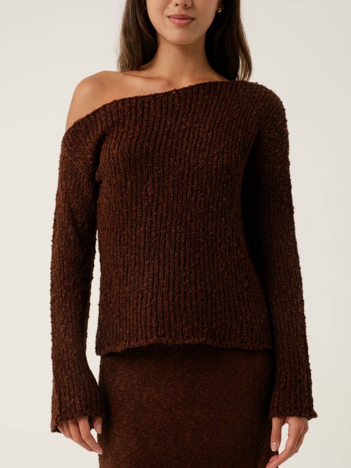 Alura Chocolate Crop Knit Jumper for wholesale by AMIRA Collective