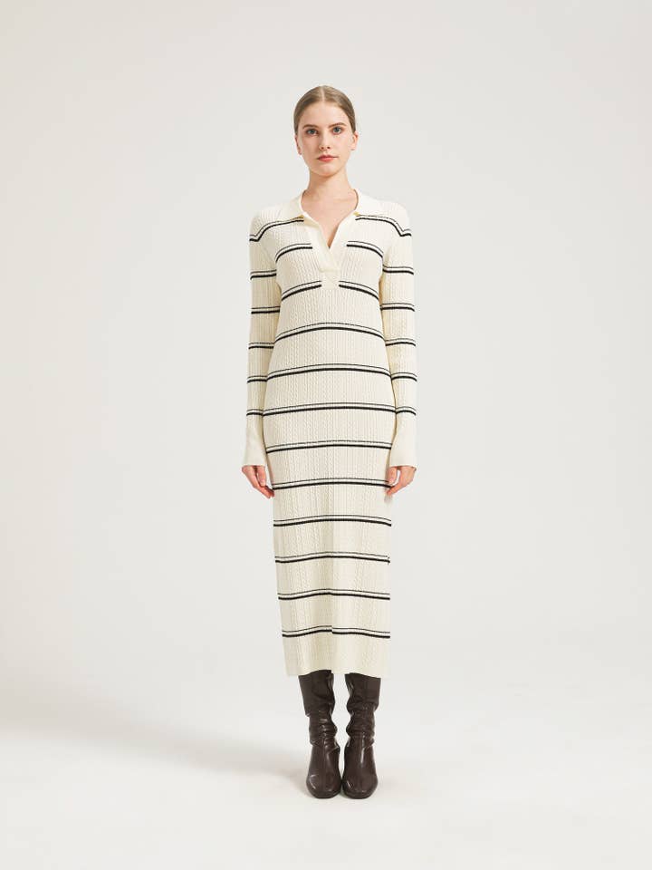 Striped Knit Midi Dress for wholesale by THE 28TH ROSE