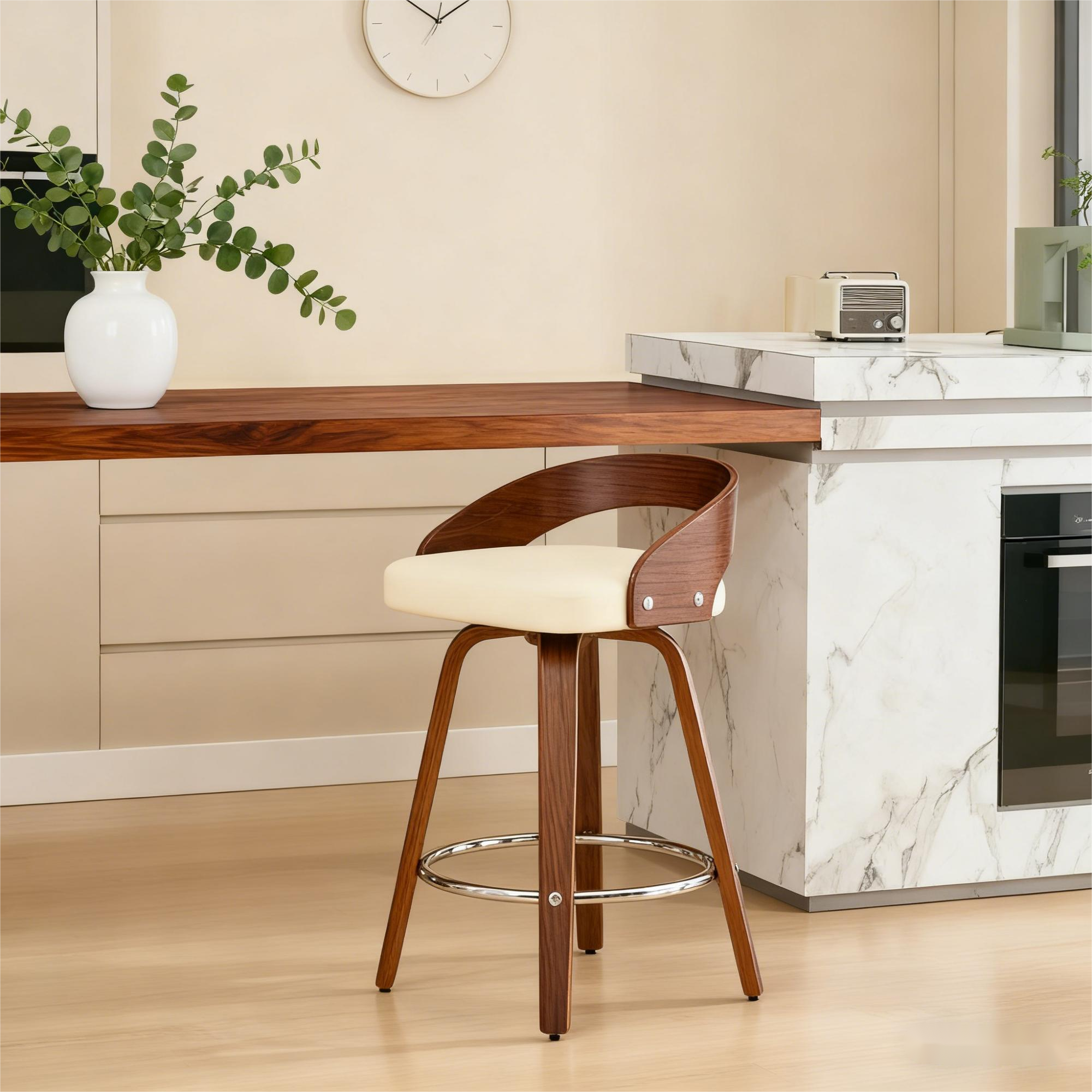 HOMYCASA DESIGN INC - Wholesale Stool - 2PcsMid-Century Swivel Counter Stools with Cushion 25" Heigh2