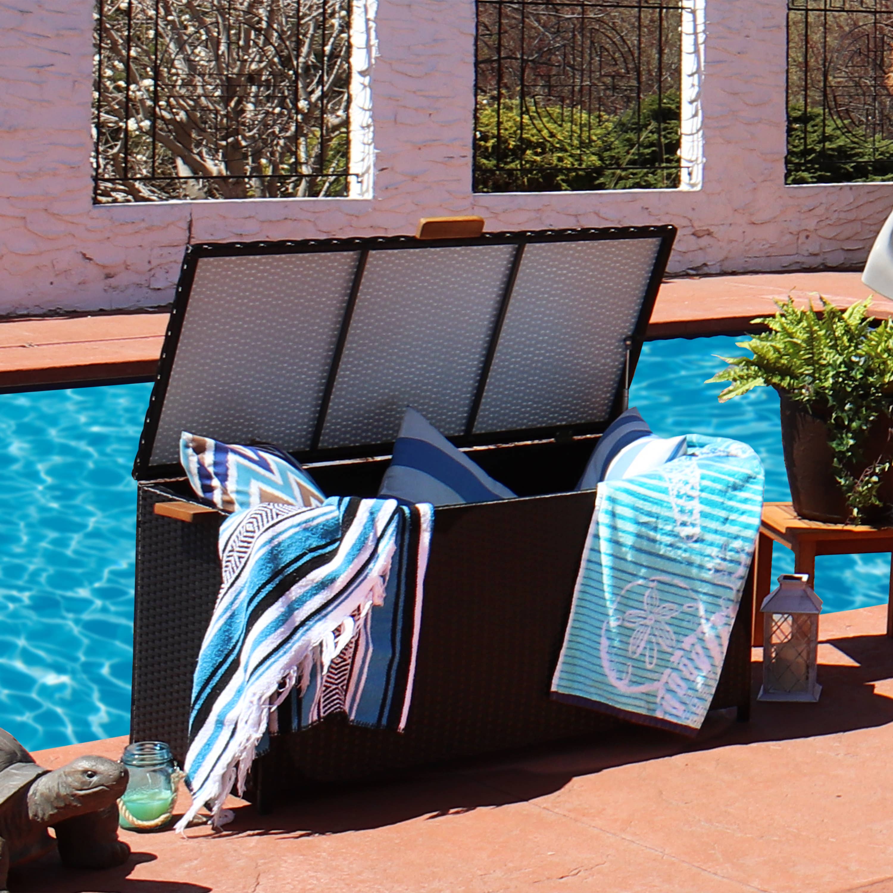 Sunnydaze Decor - Wholesale Outdoor Ornament/Decor - Resin Wicker Storage Deck Box with Handles - Black9