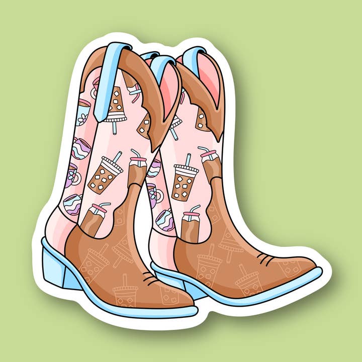 Caffeinated Coffee Western Cowgirl Sticker for wholesale by Sage and Virgo