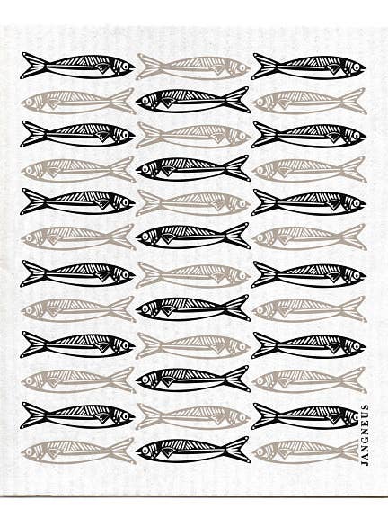 Torchon suédois - Sardines - Noir pour la vente par Jangneus