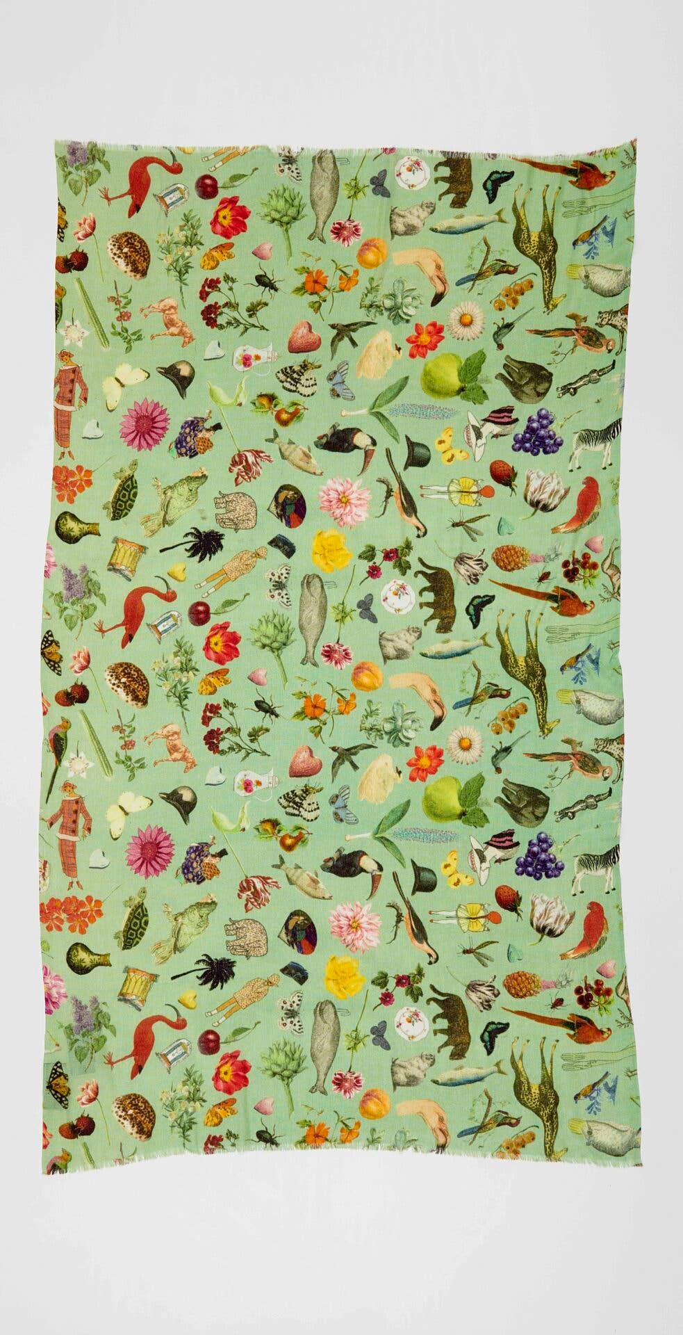 OTRACOSA – Großhandel Schal – Damen – Schal aus Wolle und Seide mit Biologiekarten-Print – OTRACOSA – 45330