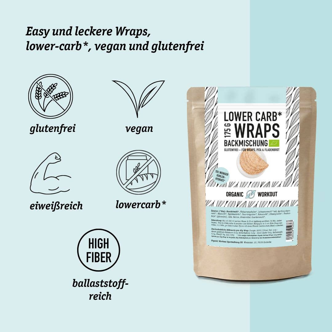 Organic Workout – Großhandel Brotbackmischungen – WRAPS LOWER-CARB* BACKMISCHUNG – glutenfrei, vegan, bio, Sauerteig, für Wraps & Fladenbrot2