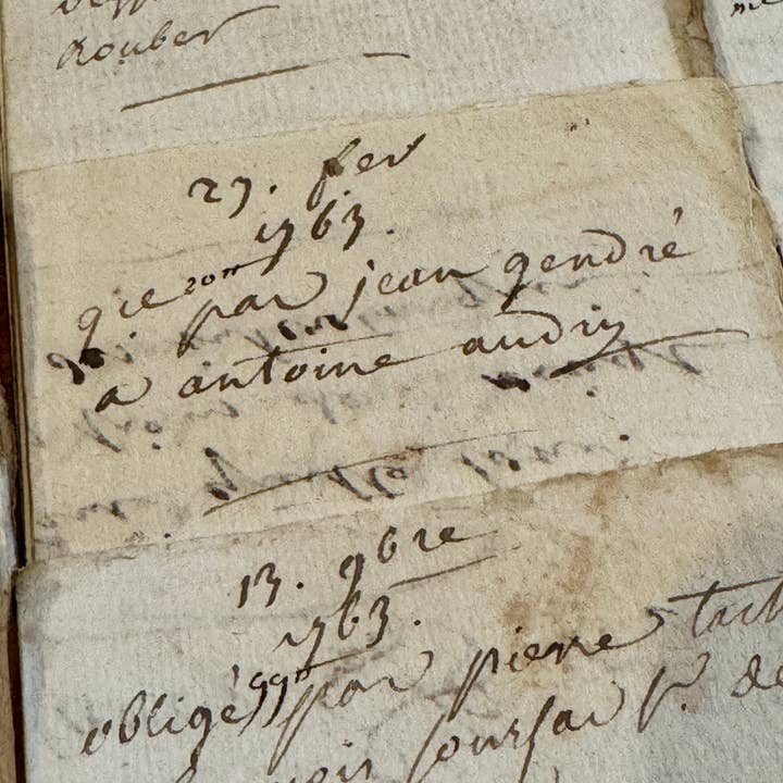 Monahan Papers – wholesale Decorative tabletop object – Antique 1763 French Documents - 262 Years Old 2