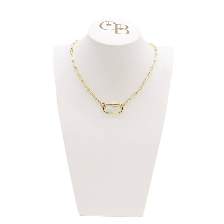 The Charm Bar Company - Wholesale Link & Chain Necklace - Gold Paige Necklace with Piper Carabiner