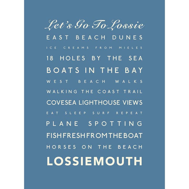 Impresión tipográfica de Lossiemouth para venta al por mayor de SeaKisses