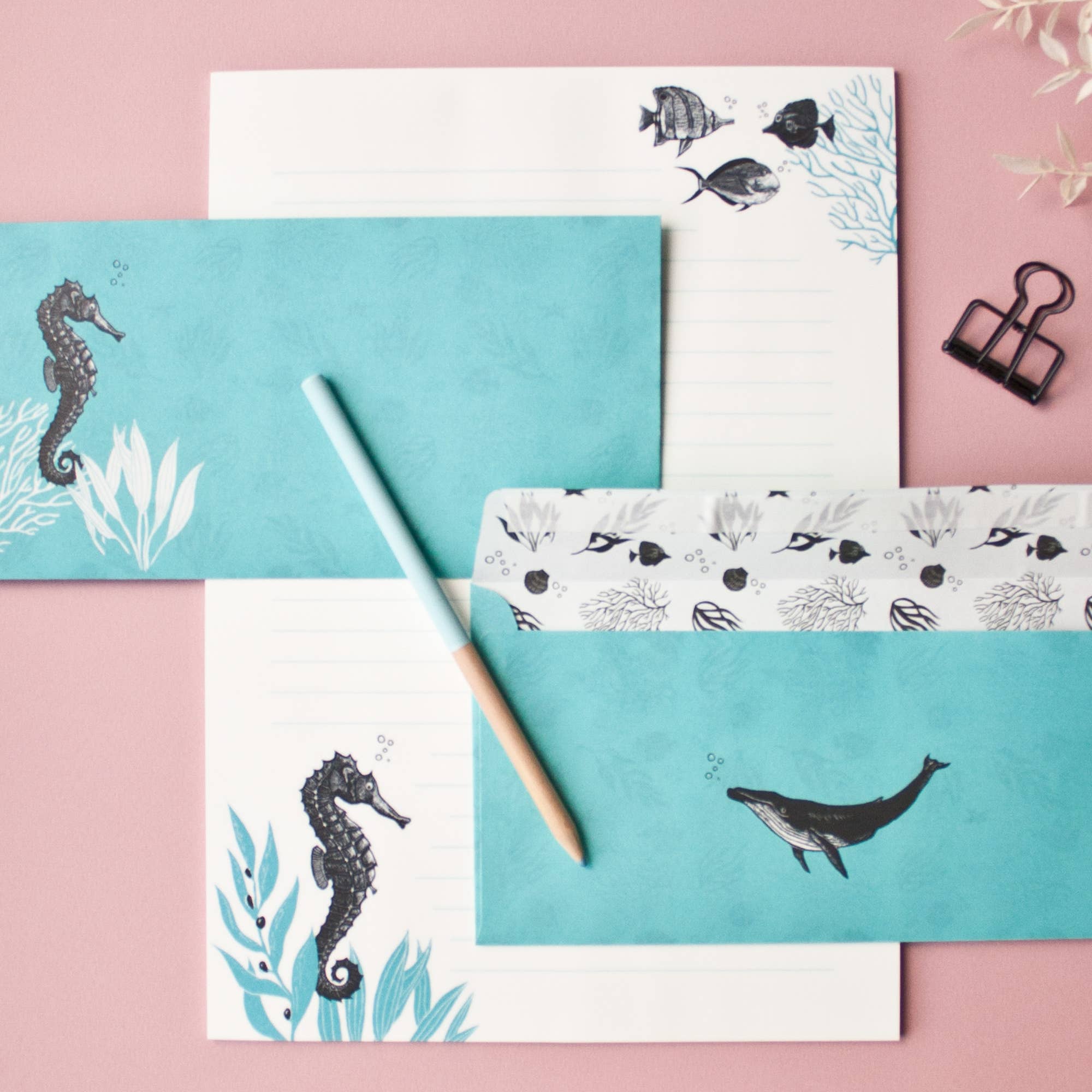Katja Rub - Venta al por mayor Conjunto de papelería y tarjetas - Set de papelería con caballitos de mar5