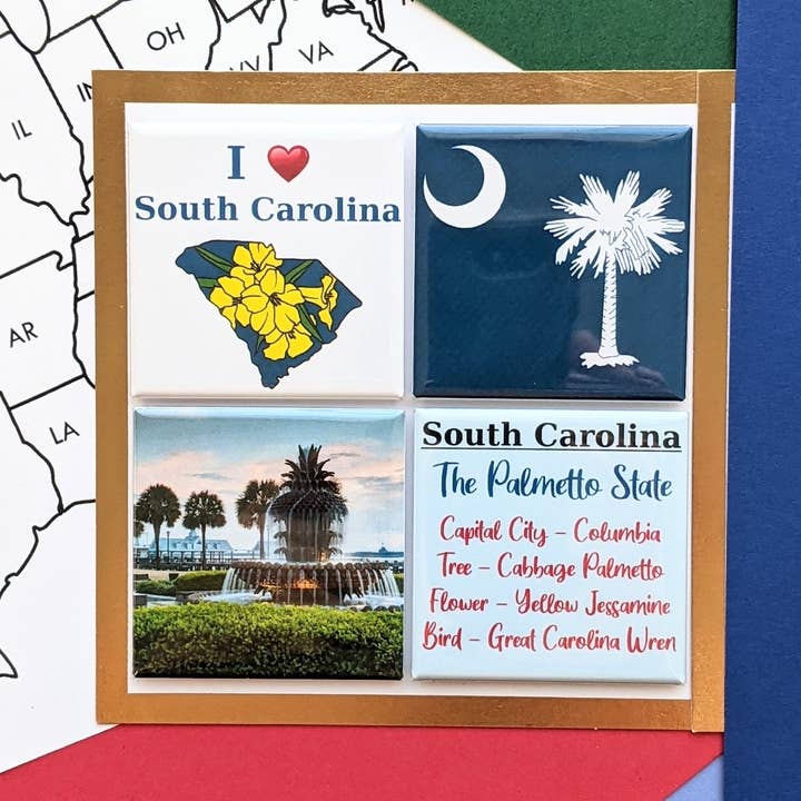 Set d'aimants State - Caroline du Sud - Charleston pour la vente par Stuck Together Magnets