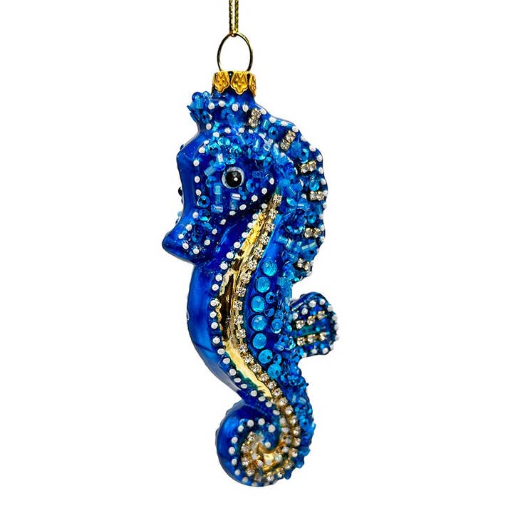 Exotic Seahorse Glass Christmas Ornament, Aquatic Beach for wholesale by OrnamentallyYou