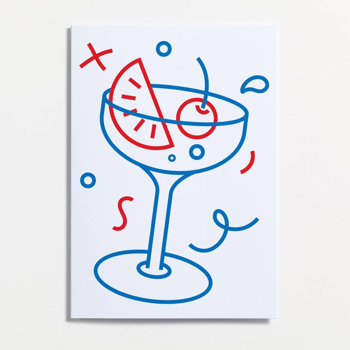 Cocktail Glass Greeting Card for wholesale by Crispin Finn