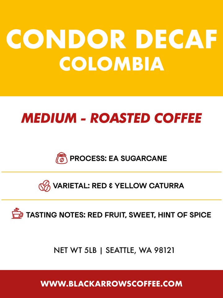 Condor Décaféiné (2,27 kg) pour la vente par Black Arrows Coffee