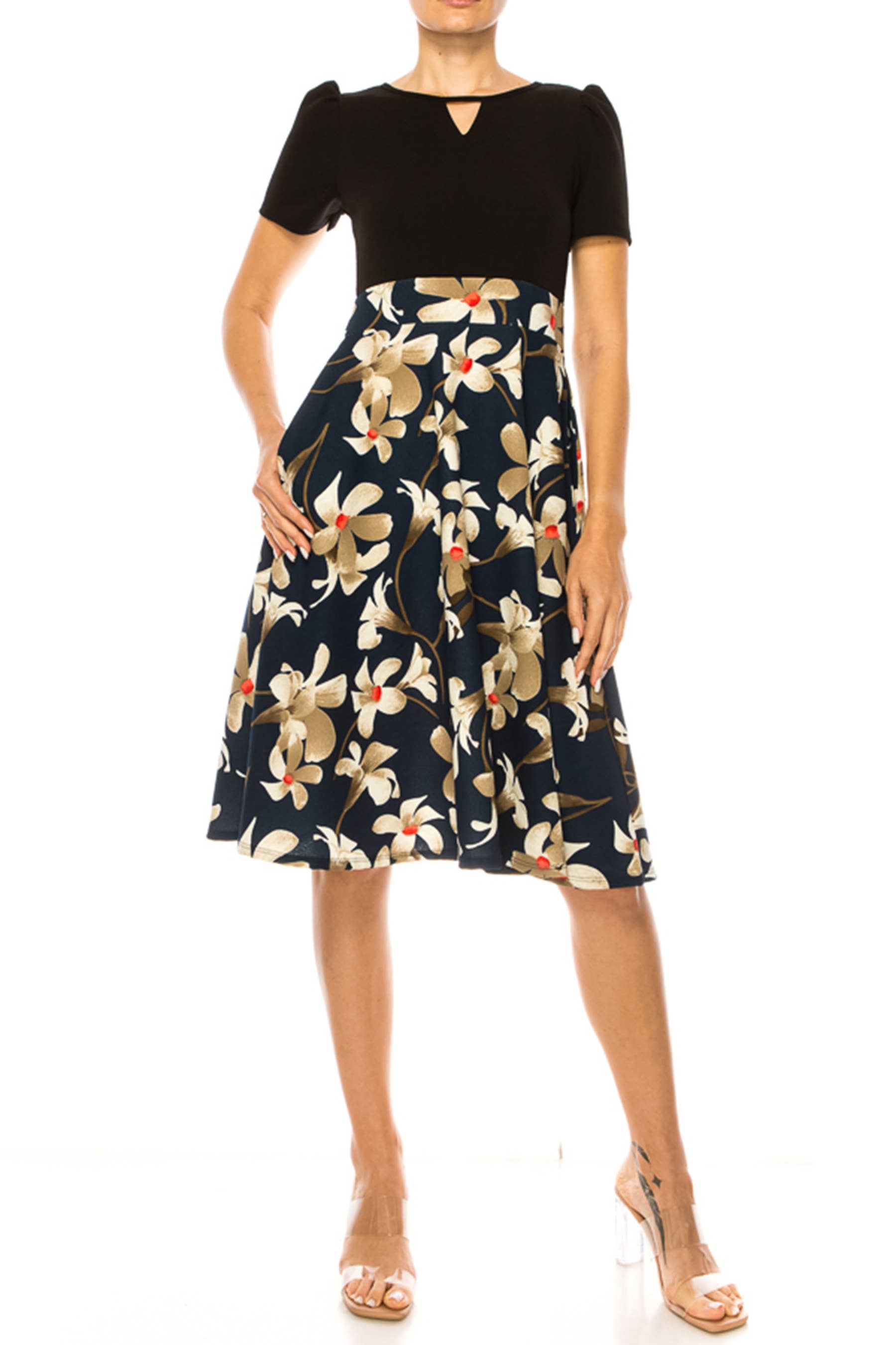 MOA COLLECTION - Wholesale Dress - Women's - Women's Knee-length Color Block Dress with Pockets7